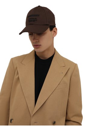 Мужской хлопковая бейсболка BURBERRY коричневого цвета по цене 26200 руб., арт. 8045057 | Фото 2 Мужской хлопковая бейсболка BURBERRY коричневого цвета, арт. 8045057 | Фото 2 (Материал: Хлопок, Текстиль)
