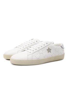 Мужские кожаные кеды court classic sl/06 SAINT LAURENT белого цвета по цене 43300 руб., арт. 421572/00ND0 | Фото 1 Мужские кожаные кеды court classic sl/06 SAINT LAURENT белого цвета, арт. 421572/00ND0 | Фото 1 (Материал внутренний: Натуральная кожа; Подошва: Массивная)
