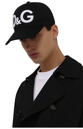 Мужской хлопковая бейсболка DOLCE & GABBANA черного цвета по цене 26300 руб., арт. GH700Z/GEU46 | Фото 2 Мужской хлопковая бейсболка DOLCE & GABBANA черного цвета, арт. GH700Z/GEU46 | Фото 2 (Материал: Хлопок, Текстиль)