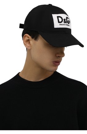 Мужской хлопковая бейсболка DOLCE & GABBANA черно-белого цвета по цене 23950 руб., арт. GH590A/GEV46 | Фото 2 Мужской хлопковая бейсболка DOLCE & GABBANA черно-белого цвета, арт. GH590A/GEV46 | Фото 2 (Материал: Текстиль, Хлопок)