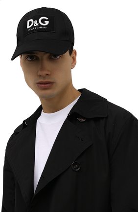 Мужской хлопковая бейсболка DOLCE & GABBANA черного цвета по цене 23950 руб., арт. GH590A/GEV46 | Фото 2 Мужской хлопковая бейсболка DOLCE & GABBANA черного цвета, арт. GH590A/GEV46 | Фото 2 (Материал: Хлопок, Текстиль)
