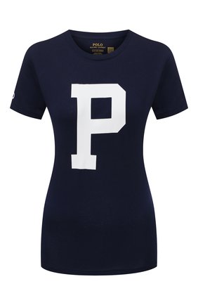 Женская хлопковая футболка POLO RALPH LAUREN темно-синего цвета по цене 7995 руб., арт. 211843269 | Фото 1 Женская хлопковая футболка POLO RALPH LAUREN темно-синего цвета, арт. 211843269 | Фото 1 (Материал внешний: Хлопок; Длина (для топов): Стандартные; Рукава: Короткие; Женское Кросс-КТ: Футболка-одежда; Принт: С принтом; Стили: Кэжуэл)