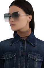 Женские солнцезащитные очки ALEXANDER MCQUEEN серебряного цвета, арт. 679753/I3330 | Фото 2 (Тип очков: С/з; Оптика Гендер: оптика-женское; Очки форма: Over-size)