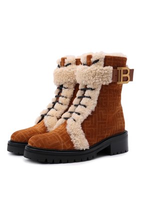 Женские замшевые ботинки balmain x rossignol BALMAIN коричневого цвета по цене 103500 руб., арт. WN4TC502/LSHM | Фото 1 Женские замшевые ботинки balmain x rossignol BALMAIN коричневого цвета, арт. WN4TC502/LSHM | Фото 1 (Материал утеплителя: Натуральный мех; Каблук высота: Низкий; Подошва: Платформа; Женское Кросс-КТ: Зимние ботинки)
