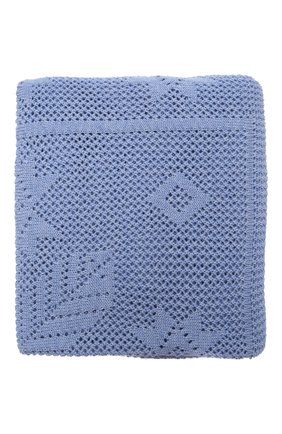 Детского шерстяной плед WOOL&COTTON голубого цвета по цене 11940 руб., арт. VMLPL-K | Фото 2 Детского шерстяной плед WOOL&COTTON голубого цвета, арт. VMLPL-K | Фото 2 (Материал: Шерсть, Текстиль)