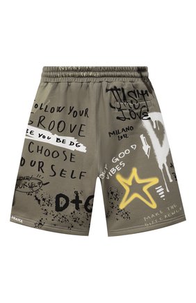 Детские хлопковые шорты DOLCE & GABBANA хаки цвета по цене 18350 руб., арт. L4JQJ3/G7BJ5/2-6 | Фото 2 Детские хлопковые шорты DOLCE & GABBANA хаки цвета, арт. L4JQJ3/G7BJ5/2-6 | Фото 2 (Материал внешний: Хлопок; Мальчики Кросс-КТ: Шорты-одежда)