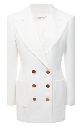 Женский жакет из вискозы TOM FORD белого цвета по цене 237000 руб., арт. GI2815-FAX846 | Фото 1 Женский жакет из вискозы TOM FORD белого цвета, арт. GI2815-FAX846 | Фото 1 (Материал подклада: Вискоза; Материал внешний: Вискоза; Женское Кросс-КТ: Жакет-одежда; 1-2-бортные: Двубортные; Рукава: Длинные; Длина (для топов): Удлиненные; Случай: Повседневный; Стили: Кэжуэл)