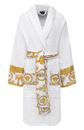 Женский хлопковый халат VERSACE белого цвета по цене 41750 руб., арт. ZACJ00008/ZC0SP052 | Фото 1 Женский хлопковый халат VERSACE белого цвета, арт. ZACJ00008/ZC0SP052 | Фото 1 (Материал внешний: Хлопок; Длина Ж (юбки, платья, шорты): До колена; Рукава: Длинные)