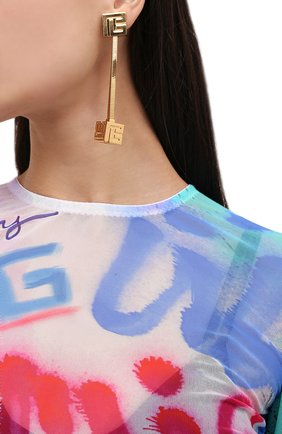 Женские моносерьга BALMAIN золотого цвета по цене 28750 руб., арт. WN0XI063/MLAL | Фото 2 Женские моносерьга BALMAIN золотого цвета, арт. WN0XI063/MLAL | Фото 2 (Кросс-КТ: моносерьга; Материал: Металл)