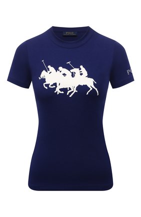 Женская хлопковая футболка POLO RALPH LAUREN синего цвета по цене 9420 руб., арт. 211839186 | Фото 1 Женская хлопковая футболка POLO RALPH LAUREN синего цвета, арт. 211839186 | Фото 1 (Рукава: Короткие; Материал внешний: Хлопок; Длина (для топов): Стандартные; Принт: С принтом; Стили: Спорт-шик)