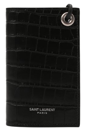Мужской кожаный футляр для кредитных карт SAINT LAURENT черного цвета, арт. 669375/DZEDE | Фото 1 (Материал: Натуральная кожа)