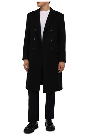 Мужской пальто из шерсти и кашемира GIORGIO ARMANI черного цвета, арт. 0WG0L05S/T00BU | Фото 2 (Материал внешний: Шерсть; Длина (верхняя одежда): До колена; Материал подклада: Синтетический материал; Рукава: Длинные; Мужское Кросс-КТ: пальто-верхняя одежда; Стили: Классический)