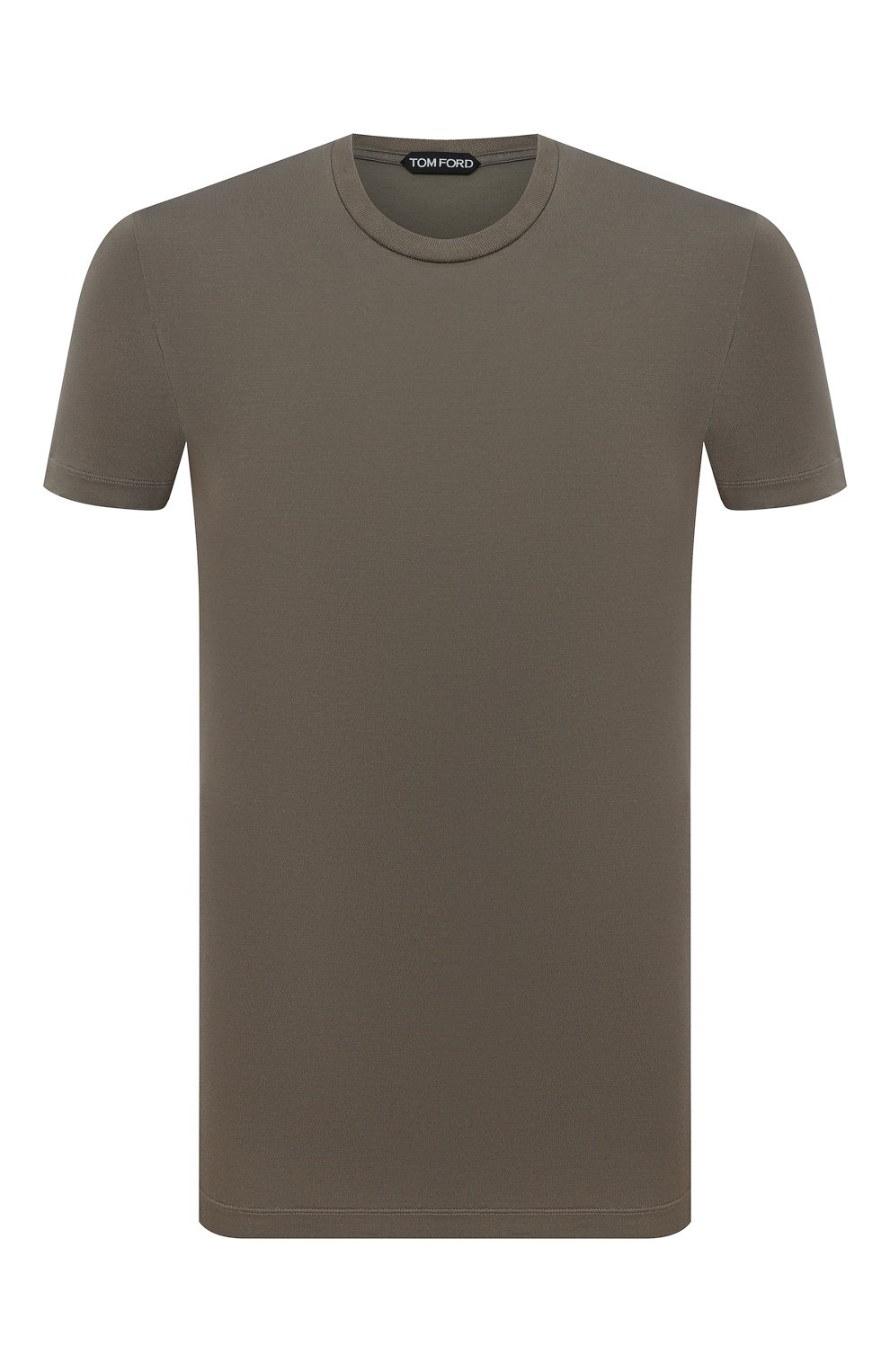 Мужская футболка из вискозы TOM FORD хаки цвета, арт. BY278/TFJ209 | Фото 1 (Принт: Без принта; Рукава: Короткие; Длина (для топов): Стандартные; Материал внешний: Вискоза; Стили: Кэжуэл)