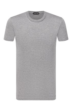 Мужская футболка из вискозы TOM FORD серого цвета, арт. BY278/TFJ209 | Фото 1 (Длина (для топов): Стандартные; Материал внешний: Вискоза; Рукава: Короткие; Принт: Без принта; Стили: Кэжуэл)