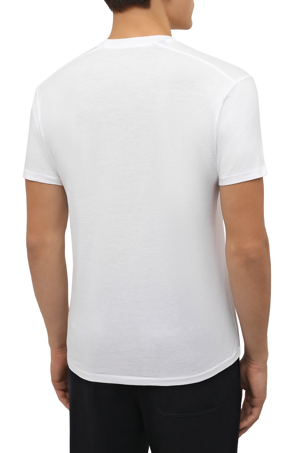 Мужская футболка TOM FORD белого цвета, арт. BY229/TFJ950 | Фото 4 (Принт: Без принта; Рукава: Короткие; Длина (для топов): Стандартные; Материал внешний: Хлопок, Лиоцелл, Растительное волокно; Стили: Кэжуэл)