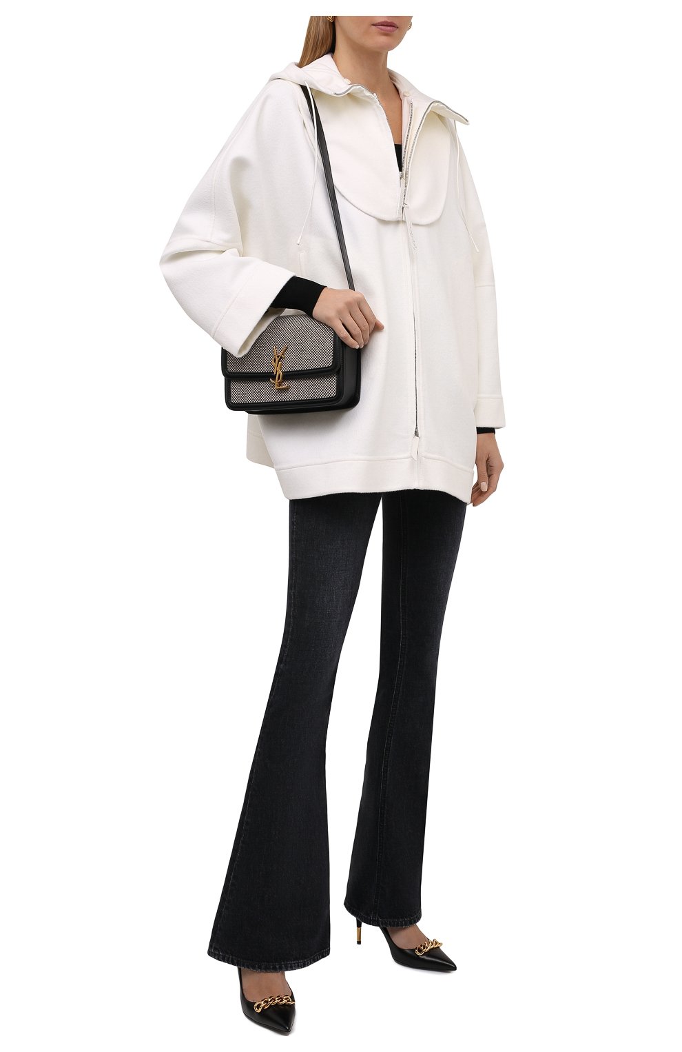 Женская шерстяная куртка GIORGIO ARMANI белого цвета, арт. 1WH0C06A/T0076 | Фото 2 (Кросс-КТ: Куртка; Материал внешний: Шерсть; Рукава: Длинные; Длина (верхняя одежда): Короткие; Стили: Минимализм)