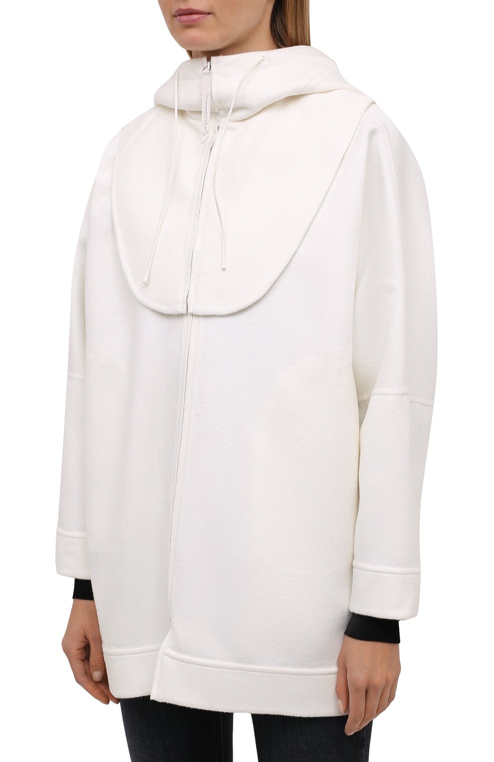 Женская шерстяная куртка GIORGIO ARMANI белого цвета, арт. 1WH0C06A/T0076 | Фото 3 (Кросс-КТ: Куртка; Материал внешний: Шерсть; Рукава: Длинные; Длина (верхняя одежда): Короткие; Стили: Минимализм)