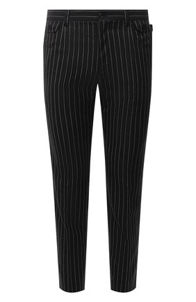 Мужские шерстяные брюки DOLCE & GABBANA темно-серого цвета, арт. GWBQET/FR2XI | Фото 1 (Длина (брюки, джинсы): Стандартные; Материал подклада: Вискоза; Материал внешний: Шерсть; Случай: Формальный; Стили: Классический)