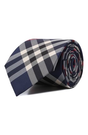 Мужской шелковый галстук BURBERRY темно-синего цвета, арт. 8002113 | Фото 1 (Материал: Текстиль, Шелк; Принт: С принтом)
