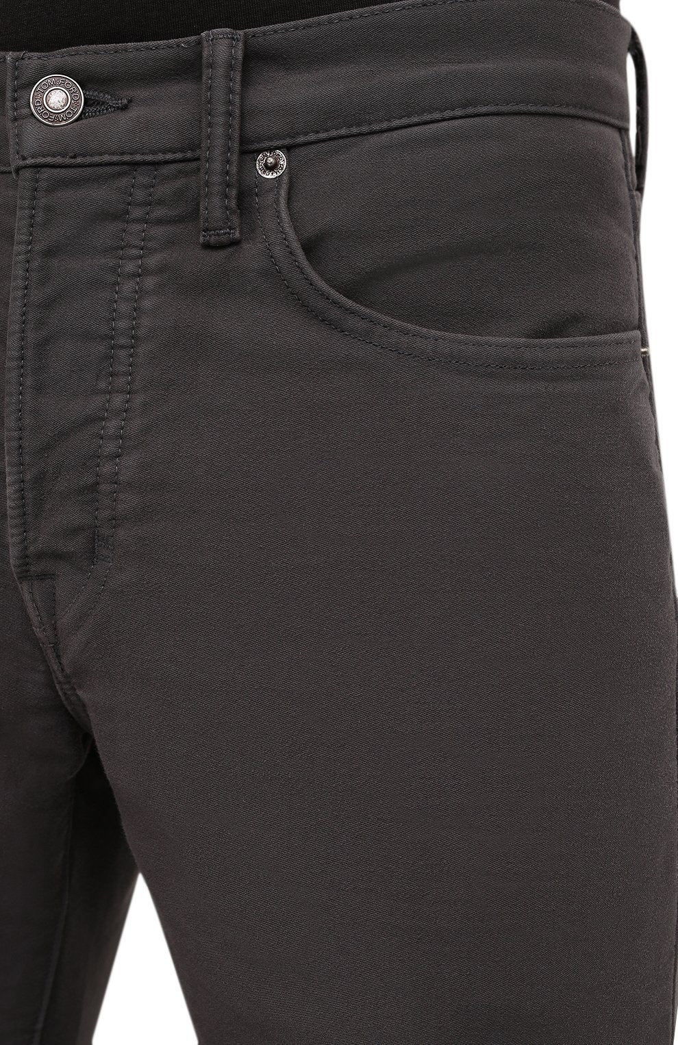 Мужские джинсы TOM FORD темно-серого цвета, арт. BYJ28/TFD002 | Фото 5 (Силуэт М (брюки): Прямые; Кросс-КТ: Деним; Длина (брюки, джинсы): Стандартные; Материал внешний: Хлопок, Деним; Стили: Кэжуэл)
