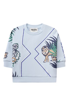Детский хлопковый свитшот KENZO голубого цвета по цене 12700 руб., арт. K05097 | Фото 1 Детский хлопковый свитшот KENZO голубого цвета, арт. K05097 | Фото 1 (Материал внешний: Хлопок; Рукава: Длинные)