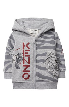 Детский хлопковая толстовка KENZO светло-серого цвета по цене 16150 руб., арт. K05072 | Фото 1 Детский хлопковая толстовка KENZO светло-серого цвета, арт. K05072 | Фото 1 (Материал внешний: Хлопок; Рукава: Длинные)
