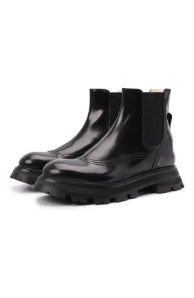 Женские кожаные ботинки ALEXANDER MCQUEEN черного цвета по цене 73450 руб., арт. 676742/WHZ8L | Фото 1 Женские кожаные ботинки ALEXANDER MCQUEEN черного цвета, арт. 676742/WHZ8L | Фото 1 (Каблук высота: Низкий; Подошва: Платформа; Материал утеплителя: Натуральный мех; Женское Кросс-КТ: Челси-ботинки)