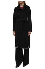 Женское шерстяное пальто ERMANNO FIRENZE черного цвета, арт. D39ET CP11VIN | Фото 3 (Материал внешний: Шерсть; Рукава: Длинные; Стили: Гламурный; Длина (верхняя одежда): До колена; 1-2-бортные: Двубортные)