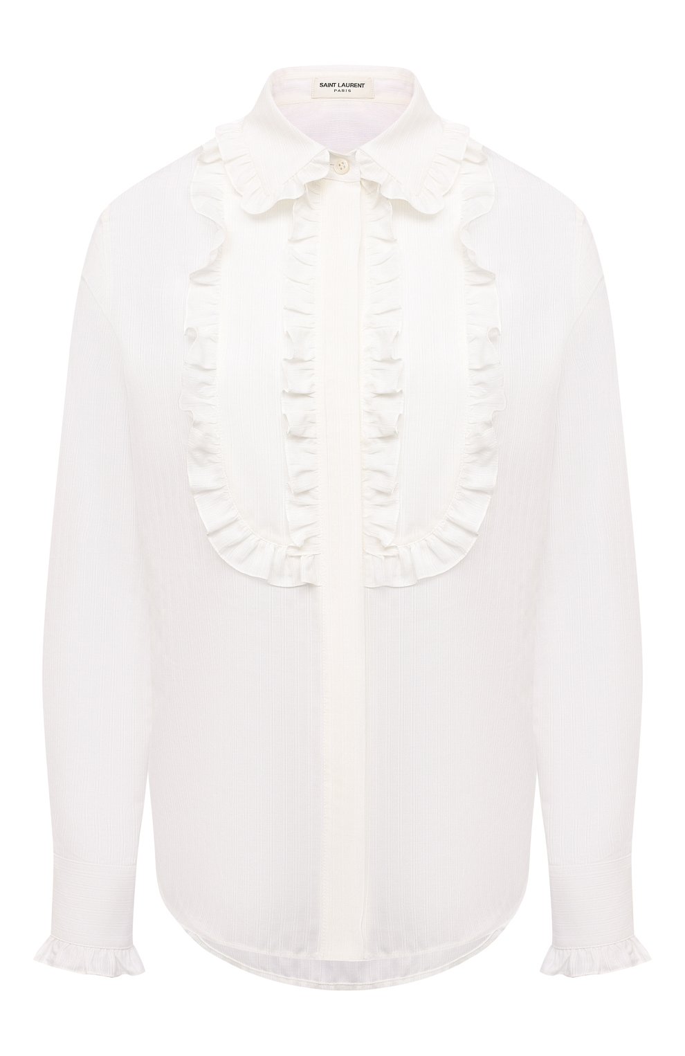 Блузка из хлопка и шелка Saint Laurent белого цвета