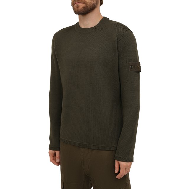 Шерстяной свитер Stone Island 7515567FA, цвет хаки, размер 56 - фото 3