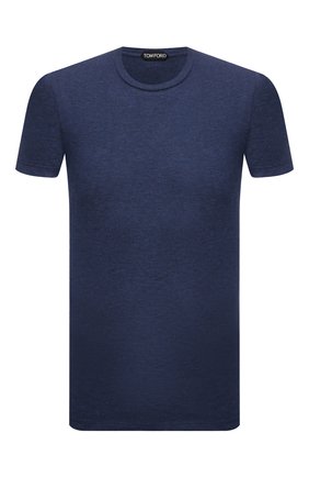 Мужская футболка из вискозы TOM FORD синего цвета, арт. BY278/TFJ209 | Фото 1 (Принт: Без принта; Рукава: Короткие; Длина (для топов): Стандартные; Материал внешний: Вискоза; Стили: Кэжуэл)