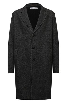 Мужской шерстяное пальто ACNE STUDIOS темно-серого цвета по цене 94450 руб., арт. B90534 | Фото 1 Мужской шерстяное пальто ACNE STUDIOS темно-серого цвета, арт. B90534 | Фото 1 (Материал внешний: Шерсть; Материал подклада: Синтетический материал; Мужское Кросс-КТ: пальто-верхняя одежда; Рукава: Длинные; Длина (верхняя одежда): До колена; Стили: Минимализм)
