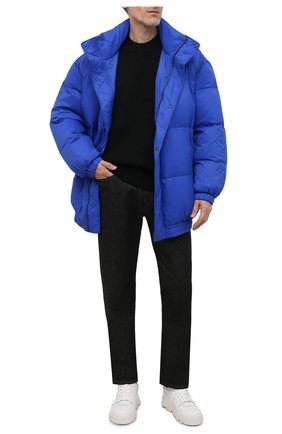 Мужская утепленная куртка ISABEL MARANT синего цвета, арт. MA1032-21A002H/DILYAM | Фото 2 (Материал внешний: Синтетический материал; Материал подклада: Синтетический материал; Длина (верхняя одежда): До середины бедра; Рукава: Длинные; Кросс-КТ: Куртка; Стили: Минимализм; Мужское Кросс-КТ: утепленные куртки)