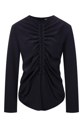 Женская шелковая блузка GIORGIO ARMANI темно-синего цвета по цене 125500 руб., арт. 1WHCC023/T02TV | Фото 1 Женская шелковая блузка GIORGIO ARMANI темно-синего цвета, арт. 1WHCC023/T02TV | Фото 1 (Длина (для топов): Стандартные; Рукава: Длинные; Материал внешний: Шелк; Женское Кросс-КТ: Блуза-одежда; Принт: Без принта; Стили: Романтичный)