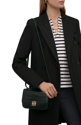 Женская сумка goya из кожи крокодила LOEWE темно-зеленого цвета по цене 1215000 руб., арт. A896N09X03/CP0R | Фото 2 Женская сумка goya из кожи крокодила LOEWE темно-зеленого цвета, арт. A896N09X03/CP0R | Фото 2 (Размер: mini; Ремень/цепочка: На ремешке; Сумки-технические: Сумки через плечо)
