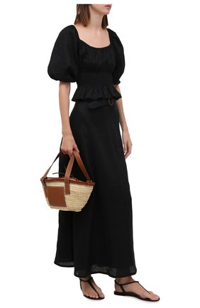Женский льняной топ FAITHFULL THE BRAND черного цвета по цене 24200 руб., арт. FF1968-BLK | Фото 2 Женский льняной топ FAITHFULL THE BRAND черного цвета, арт. FF1968-BLK | Фото 2 (Материал подклада: Вискоза; Материал внешний: Лен; Рукава: 3/4; Длина (для топов): Укороченные; Стили: Бохо)