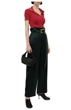 Женский пуловер BOTTEGA VENETA красного цвета по цене 85600 руб., арт. 672044/V0Z30 | Фото 2 Женский пуловер BOTTEGA VENETA красного цвета, арт. 672044/V0Z30 | Фото 2 (Длина (для топов): Стандартные; Материал внешний: Металлизированное волокно, Синтетический материал; Рукава: Короткие; Женское Кросс-КТ: Пуловер-одежда; Стили: Кэжуэл)