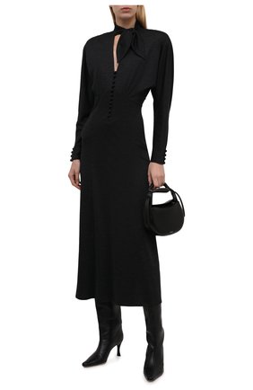 Женское шерстяное платье ISABEL MARANT темно-серого цвета по цене 85250 руб., арт. R02092-21H056I/LENAZU | Фото 2 Женское шерстяное платье ISABEL MARANT темно-серого цвета, арт. R02092-21H056I/LENAZU | Фото 2 (Материал внешний: Шерсть; Рукава: Длинные; Длина Ж (юбки, платья, шорты): Миди; Женское Кросс-КТ: Платье-одежда; Случай: Вечерний; Стили: Романтичный)