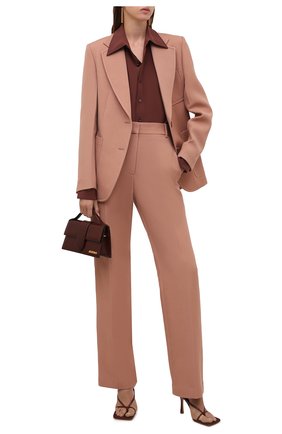 Женская шелковая рубашка SAINT LAURENT коричневого цвета по цене 75850 руб., арт. 663493/Y100W | Фото 2 Женская шелковая рубашка SAINT LAURENT коричневого цвета, арт. 663493/Y100W | Фото 2 (Длина (для топов): Стандартные; Материал внешний: Шелк; Рукава: Длинные; Женское Кросс-КТ: Рубашка-одежда; Принт: Без принта; Стили: Кэжуэл)