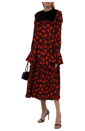 Женское шелковое платье SAINT LAURENT красного цвета по цене 267000 руб., арт. 660912/Y5D46 | Фото 2 Женское шелковое платье SAINT LAURENT красного цвета, арт. 660912/Y5D46 | Фото 2 (Материал внешний: Шелк; Длина Ж (юбки, платья, шорты): Миди; Материал подклада: Шелк; Рукава: Длинные; Женское Кросс-КТ: Платье-одежда; Случай: Повседневный; Стили: Бохо)