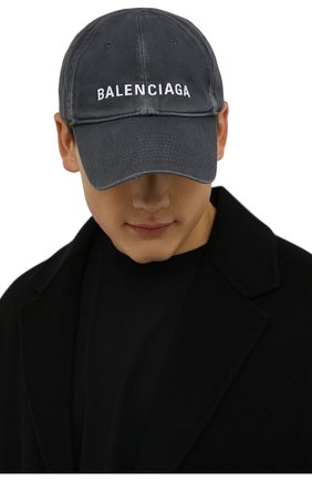 Мужской хлопковая бейсболка BALENCIAGA серого цвета по цене 25350 руб., арт. 673319/410B2 | Фото 2 Мужской хлопковая бейсболка BALENCIAGA серого цвета, арт. 673319/410B2 | Фото 2 (Материал: Текстиль, Хлопок)