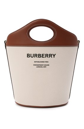 Женская сумка pocket BURBERRY светло-коричневого цвета, арт. 8046242 | Фото 1 (Ремень/цепочка: На ремешке; Размер: small; Материал: Текстиль; Сумки-технические: Сумки top-handle, Сумки через плечо)