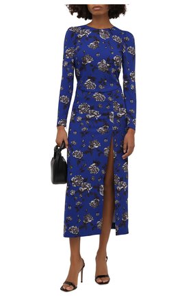Женское платье REDVALENTINO синего цвета по цене 59200 руб., арт. WR0VACD5/65L | Фото 2 Женское платье REDVALENTINO синего цвета, арт. WR0VACD5/65L | Фото 2 (Рукава: Длинные; Материал внешний: Синтетический материал; Длина Ж (юбки, платья, шорты): Миди; Женское Кросс-КТ: Платье-одежда; Случай: Вечерний; Стили: Романтичный)