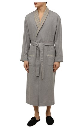 Мужской халат из хлопка и шерсти ZIMMERLI серого цвета по цене 24900 руб., арт. 4600-75143 | Фото 2 Мужской халат из хлопка и шерсти ZIMMERLI серого цвета, арт. 4600-75143 | Фото 2 (Материал внешний: Хлопок; Кросс-КТ: домашняя одежда)