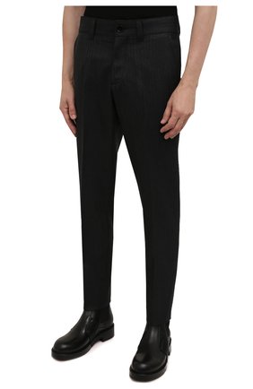 Мужские шерстяные брюки BURBERRY темно-серого цвета, арт. 8046203 | Фото 3 (Материал внешний: Шерсть; Длина (брюки, джинсы): Стандартные; Стили: Классический; Случай: Формальный)