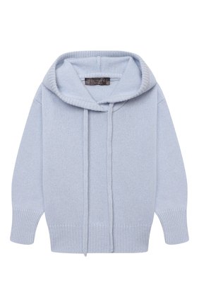 Детский кашемировое худи GIORGETTI CASHMERE голубого цвета по цене 24700 руб., арт. MB1803/2A-6A | Фото 1 Детский кашемировое худи GIORGETTI CASHMERE голубого цвета, арт. MB1803/2A-6A | Фото 1 (Рукава: Длинные; Материал внешний: Шерсть, Кашемир; Девочки Кросс-КТ: Худи-одежда; Ростовка одежда: 2 года | 92 см, 4 года | 104 см, 6 лет | 116 см)