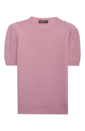 Детский кашемировый пуловер GIORGETTI CASHMERE розового цвета по цене 19950 руб., арт. MB1681/8A-14A | Фото 1 Детский кашемировый пуловер GIORGETTI CASHMERE розового цвета, арт. MB1681/8A-14A | Фото 1 (Материал внешний: Кашемир, Шерсть; Девочки Кросс-КТ: Пуловер-одежда; Рукава: Короткие; Ростовка одежда: 10 - 11 лет | 140 - 146см, 12 лет | 152 см, 13 - 15 лет | 158 см, 8 лет | 128 см)