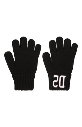 Детские перчатки из шерсти и хлопка DSQUARED2 черного цвета, арт. DQ0457-D00WC | Фото 2 (Материал: Шерсть, Текстиль, Хлопок)