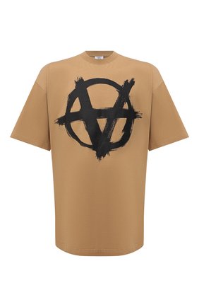 Мужская хлопковая футболка VETEMENTS бежевого цвета по цене 42300 руб., арт. UE52TR290A 1602/M | Фото 1 Мужская хлопковая футболка VETEMENTS бежевого цвета, арт. UE52TR290A 1602/M | Фото 1 (Принт: С принтом; Рукава: Короткие; Длина (для топов): Удлиненные; Материал внешний: Хлопок; Стили: Гранж)