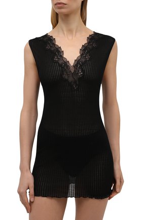 Женская хлопковая майка ZIMMERLI черного цвета по цене 12450 руб., арт. 260-3091 | Фото 2 Женская хлопковая майка ZIMMERLI черного цвета, арт. 260-3091 | Фото 2 (Длина (для топов): Удлиненные; Материал внешний: Хлопок)